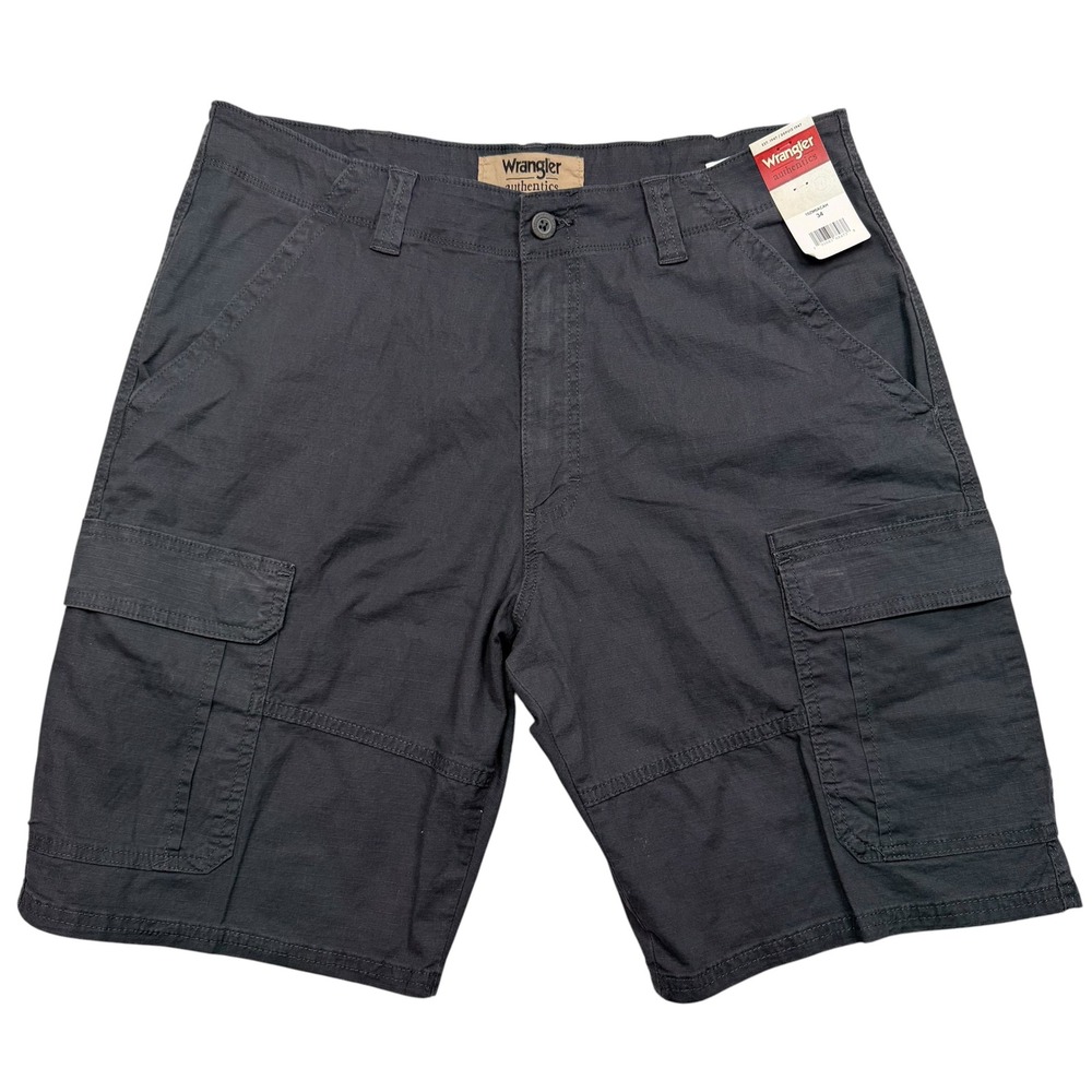 Wrangler Cargo Shorts Men 34 Black Authentics Ripstop 10ZM6ACAH Cotton Stretch